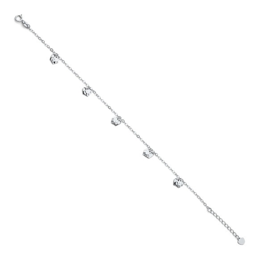 14k white gold heart chain bracelet 7+1' inches